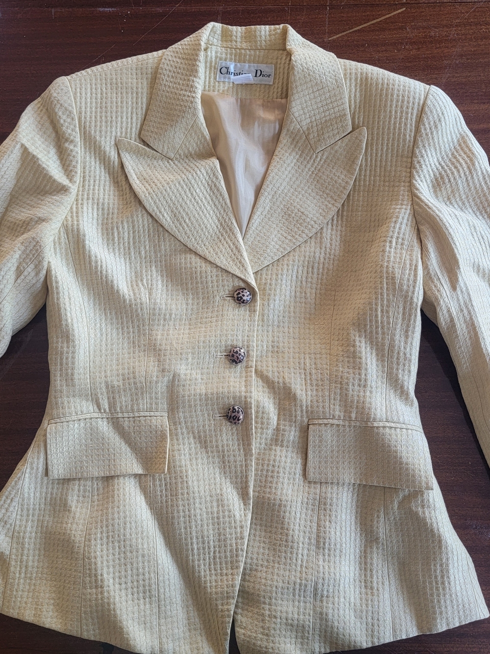 Vintage Dior Cream Textured Tailored Women's Blazer